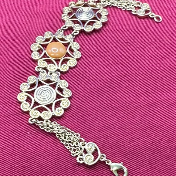 Monet Gold-Tone Swirl Heart Design Medallion Bracelet - Picture 13 of 15
